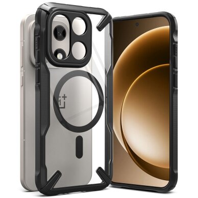 OnePlus 15 Ringke Fusion X Magnetic MagSafe dėklas – skaidriai juodas OnePlus 15 Ringke Fusion X Magnetic MagSafe dėklas – skaidriai juodas