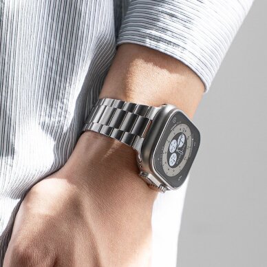 Apple Watch 8 / 9 / 10 / 11 / SE / Ultra (44 / 45 / 46 / 49 mm) Ringke Metal One Air apyrankė – sidabrinė 3