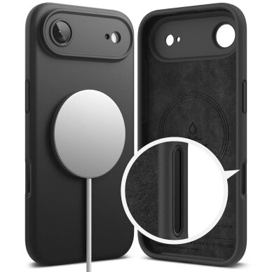iPhone 17 Air dėklas Ringke Silicone Magnetic, MagSafe – juodas 2