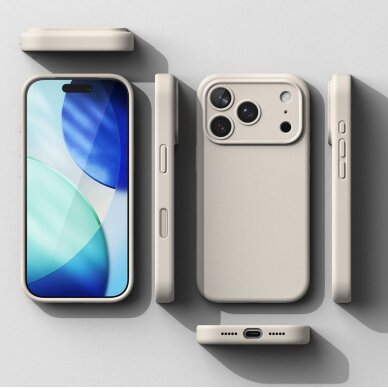 iPhone 17 Pro Max dėklas Ringke Silicone Magnetic su MagSafe – smėlio spalvos 6