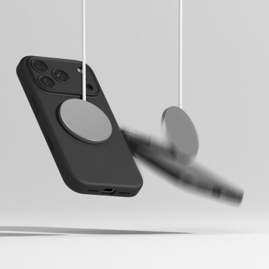 iPhone 17 Pro Max dėklas Ringke Silicone Magnetic su MagSafe – juodas 7