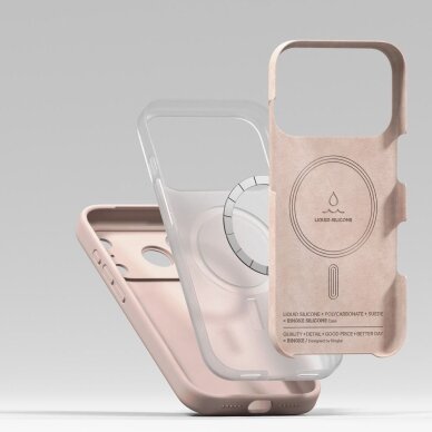 iPhone 17 Pro Max dėklas Ringke Silicone Magnetic MagSafe – rožinis 5