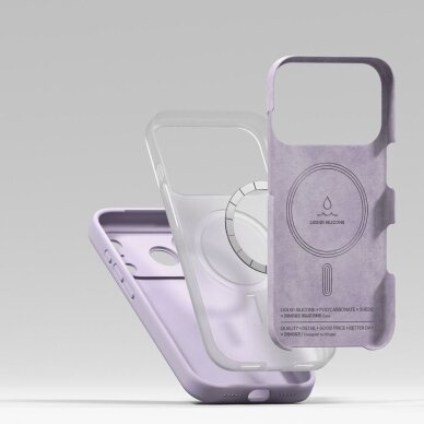 iPhone 17 Pro Max dėklas Ringke Silicone Magnetic su MagSafe – violetinis 5