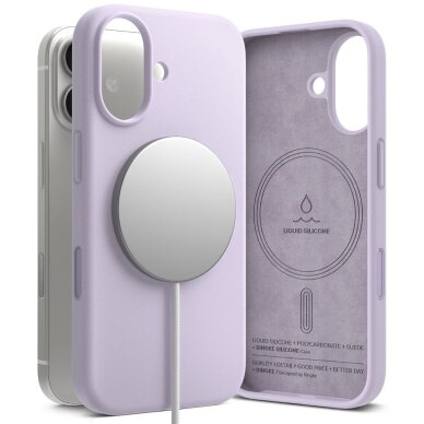 iPhone 17 dėklas Ringke Silicone Magnetic MagSafe – violetinis