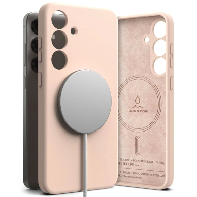 Ringke Silikoninis MagSafe Dėklas skirtas Samsung Galaxy S25+ - Rožinis 3 Ringke Silikoninis MagSafe Dėklas skirtas Samsung Galaxy S25+ - Rožinis 3