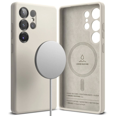 Ringke Silikoninis MagSafe Dėklas skirtas Samsung Galaxy S25 Ultra - Beige 1