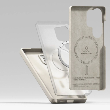 Ringke Silikoninis MagSafe Dėklas skirtas Samsung Galaxy S25 Ultra - Beige 4