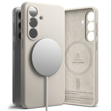 Samsung Galaxy S26 Ringke Silicone MagSafe dėklas – smėlio spalvos