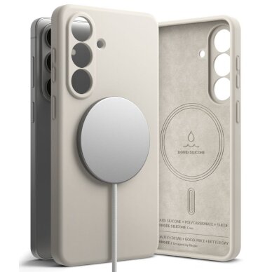 Samsung Galaxy S26+ Ringke Silicone MagSafe dėklas – smėlio spalvos