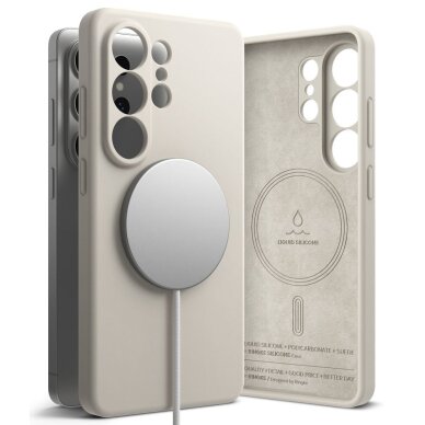 Samsung Galaxy S26 Ultra Ringke Silicone MagSafe dėklas – smėlio spalvos