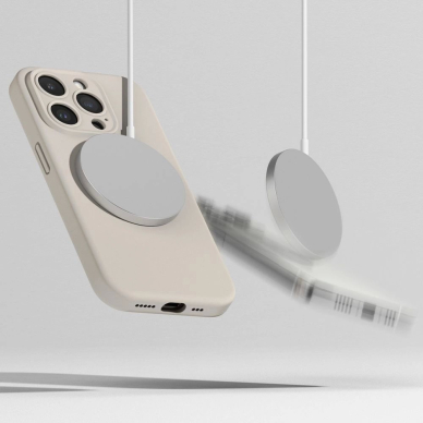 Ringke Silikoninis MagSafe iPhone 15 Pro Dėklas - Beige 5