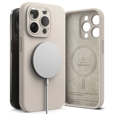 Ringke Silikoninis MagSafe iPhone 15 Pro Max Dėklas - Beige