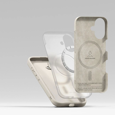 Ringke Silikoninis MagSafe iPhone 16 Dėklas - Beige 6