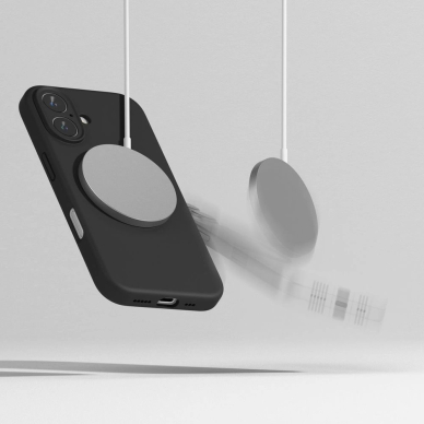 Ringke Silikoninis MagSafe iPhone 16 Dėklas - Juodas 5 Ringke Silikoninis MagSafe iPhone 16 Dėklas - Juodas 5