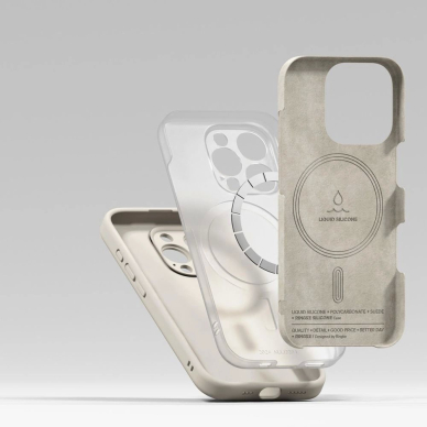 Ringke Silikoninis MagSafe iPhone 16 Pro Max Dėklas - Beige 6