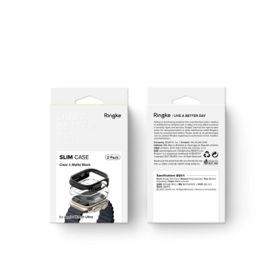 Ringke Slim 2-pack Dėklas skirtas Apple Watch Ultra 1/2 (49mm) - Permatomas and Matinis Juodas 11