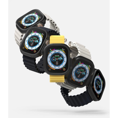 Ringke Slim 2-pack Dėklas skirtas Apple Watch Ultra 1/2 (49mm) - Permatomas and Matinis Juodas 3