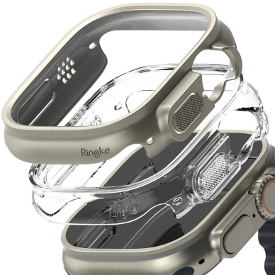Ringke Slim 2-pack Dėklas skirtas Apple Watch Ultra 1/2 (49mm) - Permatomas & Titanium 1
