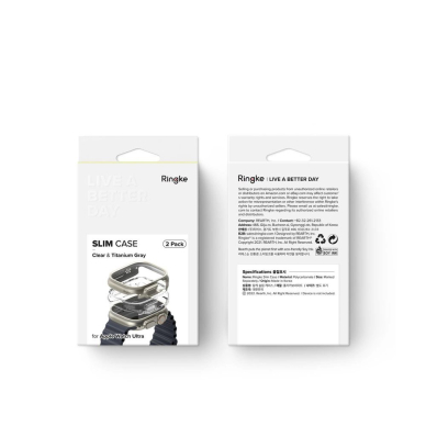 Ringke Slim 2-pack Dėklas skirtas Apple Watch Ultra 1/2 (49mm) - Permatomas & Titanium 11