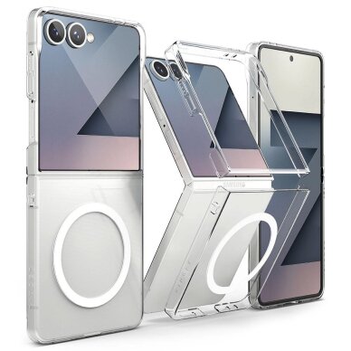 Samsung Galaxy Z Flip 7 dėklas Ringke Slim Magnetic su MagSafe – skaidrus