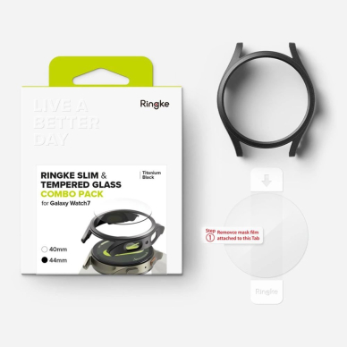 Ringke Slim & Tempered Glass Dėklas + Glass Set skirtas Samsung Galaxy Watch 7 44mm - Juodas 7