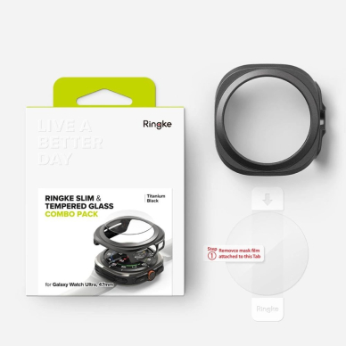 Ringke Slim & Tempered Glass Dėklas + Glass Set skirtas Samsung Galaxy Watch Ultra 47mm - Juodas 7