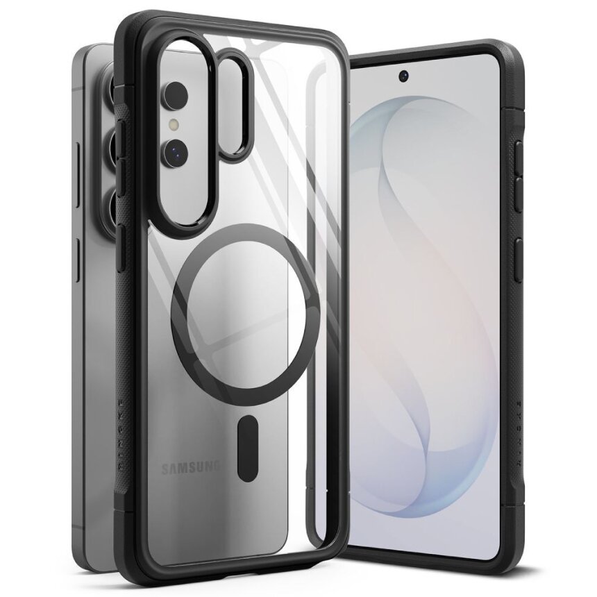 Samsung Galaxy S26 Ultra Ringke Fusion Bold Magnetic MagSafe dėklas – juodas skaidrus