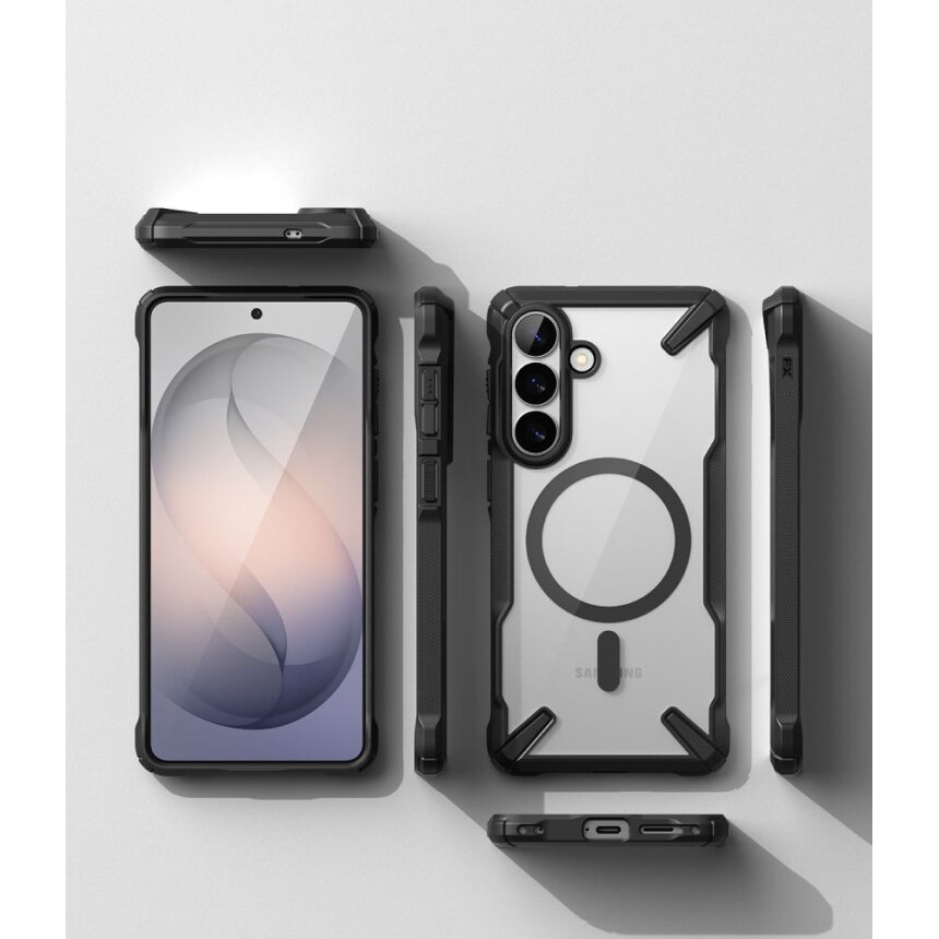 Samsung Galaxy S26+ Ringke Fusion X Magnetic MagSafe dėklas – juodas skaidrus 4