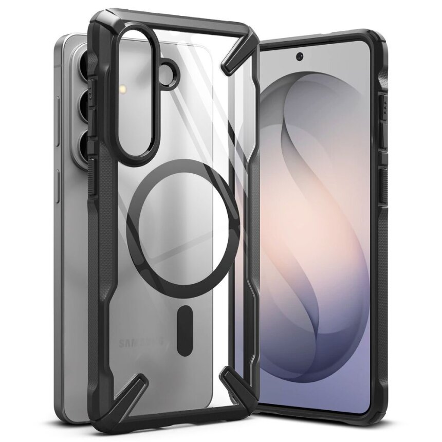 Samsung Galaxy S26+ Ringke Fusion X Magnetic MagSafe dėklas – juodas skaidrus