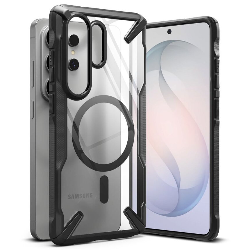 Samsung Galaxy S26 Ultra Ringke Fusion X Magnetic MagSafe dėklas – juodas skaidrus