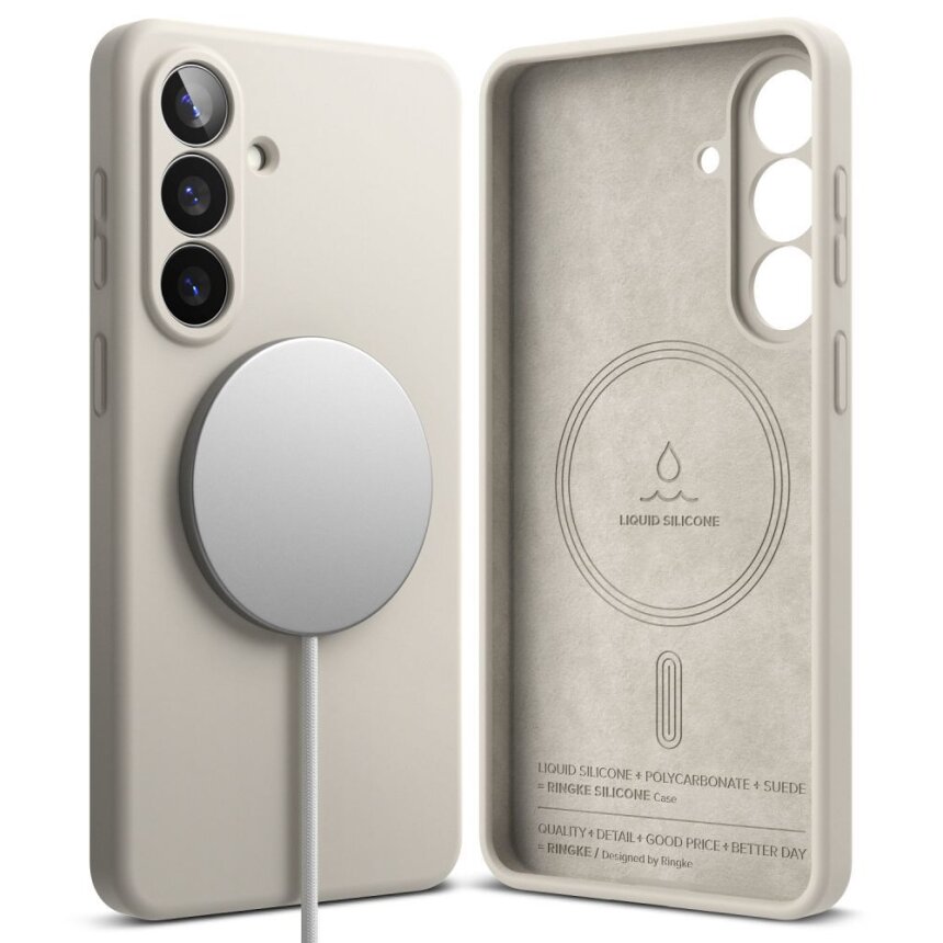 Samsung Galaxy S26+ Ringke Silicone MagSafe dėklas – smėlio spalvos 1