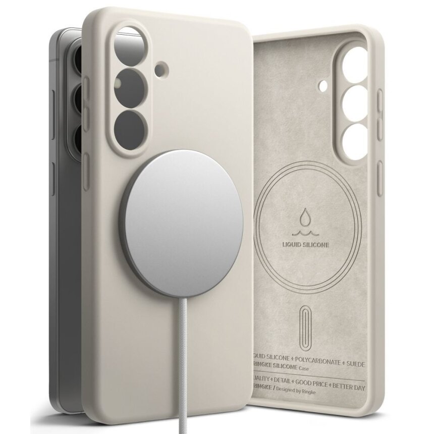 Samsung Galaxy S26 Ringke Silicone MagSafe dėklas – smėlio spalvos