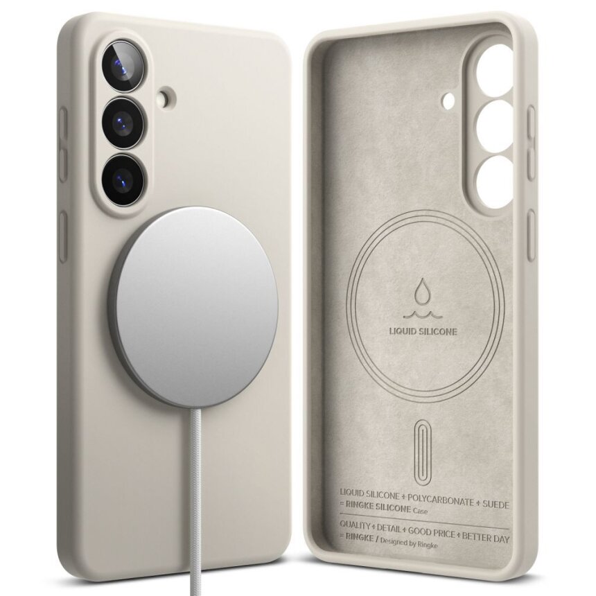 Samsung Galaxy S26 Ringke Silicone MagSafe dėklas – smėlio spalvos 1