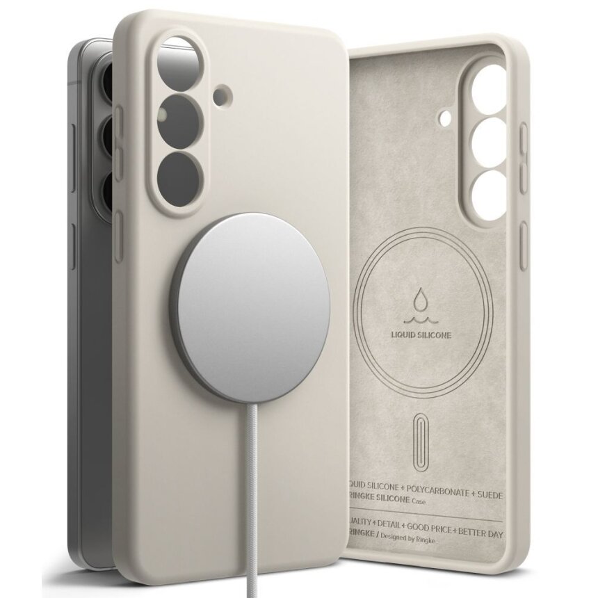 Samsung Galaxy S26+ Ringke Silicone MagSafe dėklas – smėlio spalvos