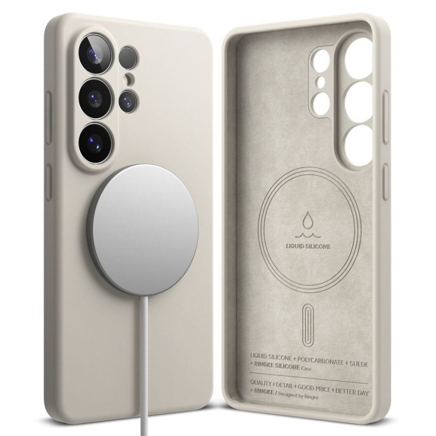 Samsung Galaxy S26 Ultra Ringke Silicone MagSafe dėklas – smėlio spalvos 1