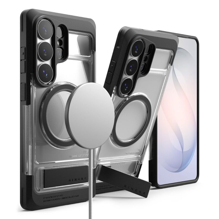 Samsung Galaxy S26 Ultra Ringke UX Magnetic MagSafe dėklas – juodas skaidrus 3