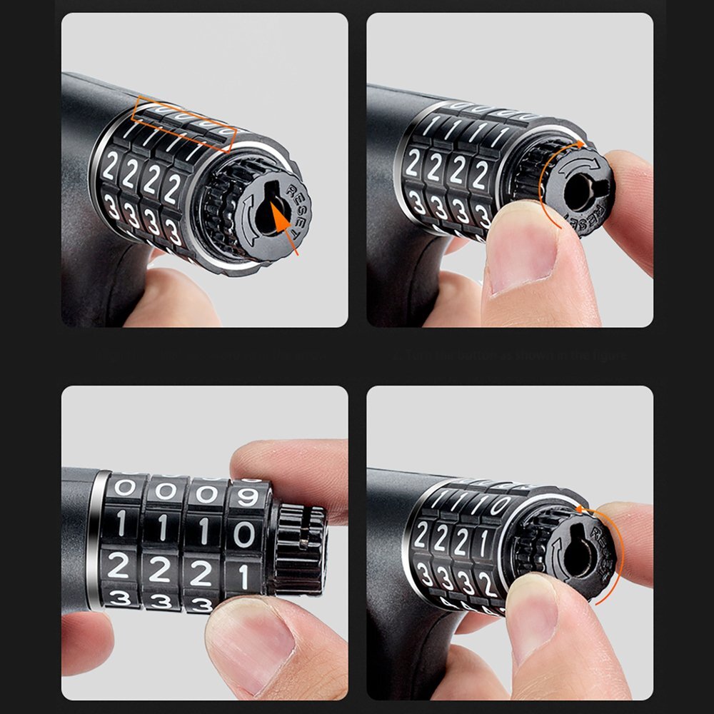 Dviračio spyna Rockbros 3230002001 su kodu ir raktu – juoda 14