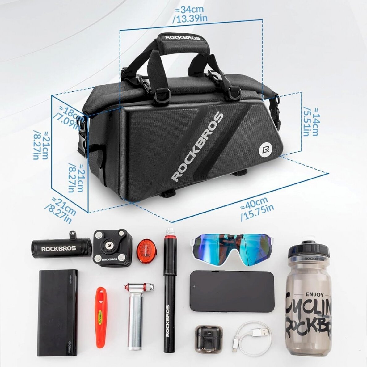 Rockbros 30140090001 bicycle Krepšys trunk 11.6l - Juodas 8 Rockbros 30140090001 bicycle Krepšys trunk 11.6l - Juodas 8