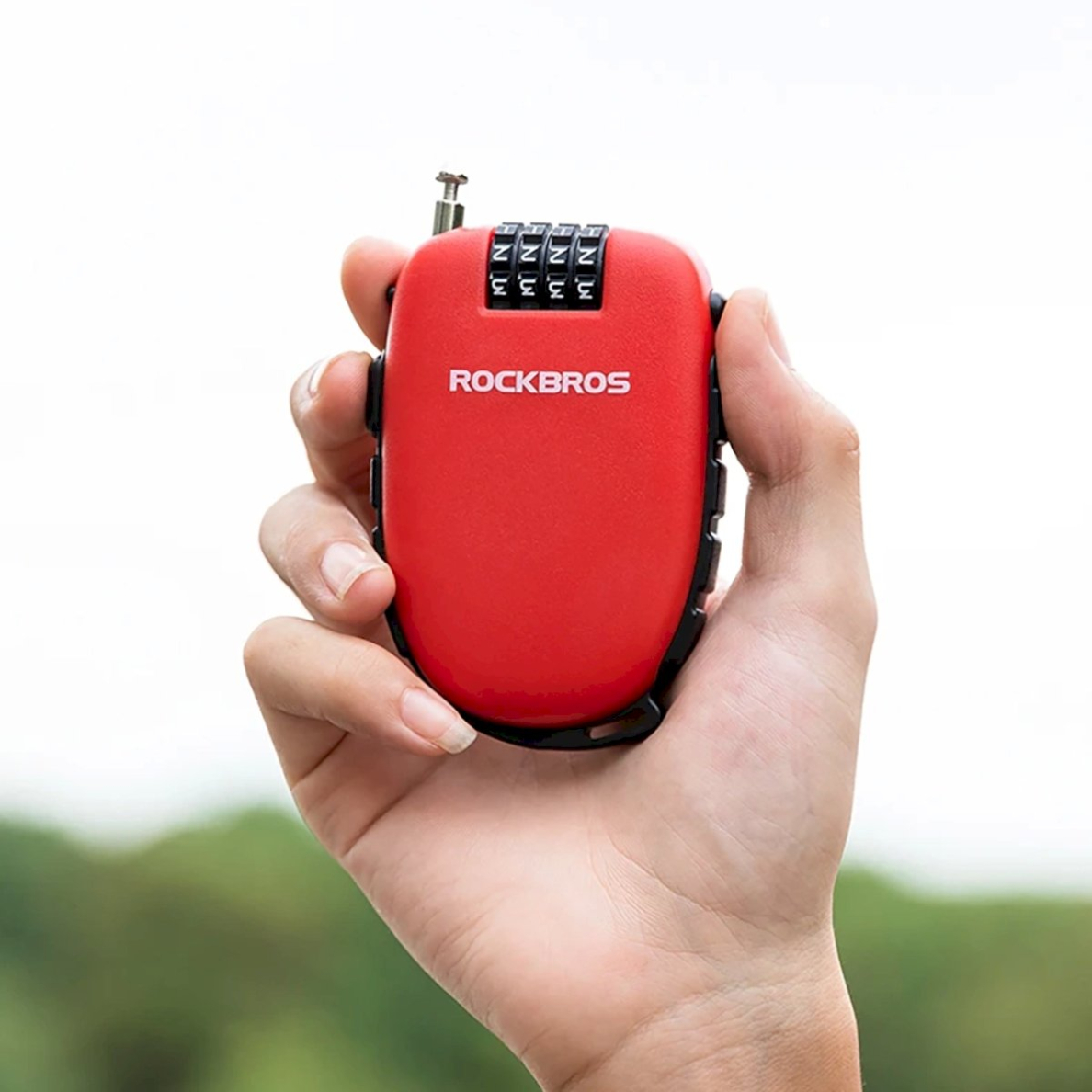 Rockbros 32420981001 Dviračio užraktas su ištraukiamu kabeliu – raudonas 11