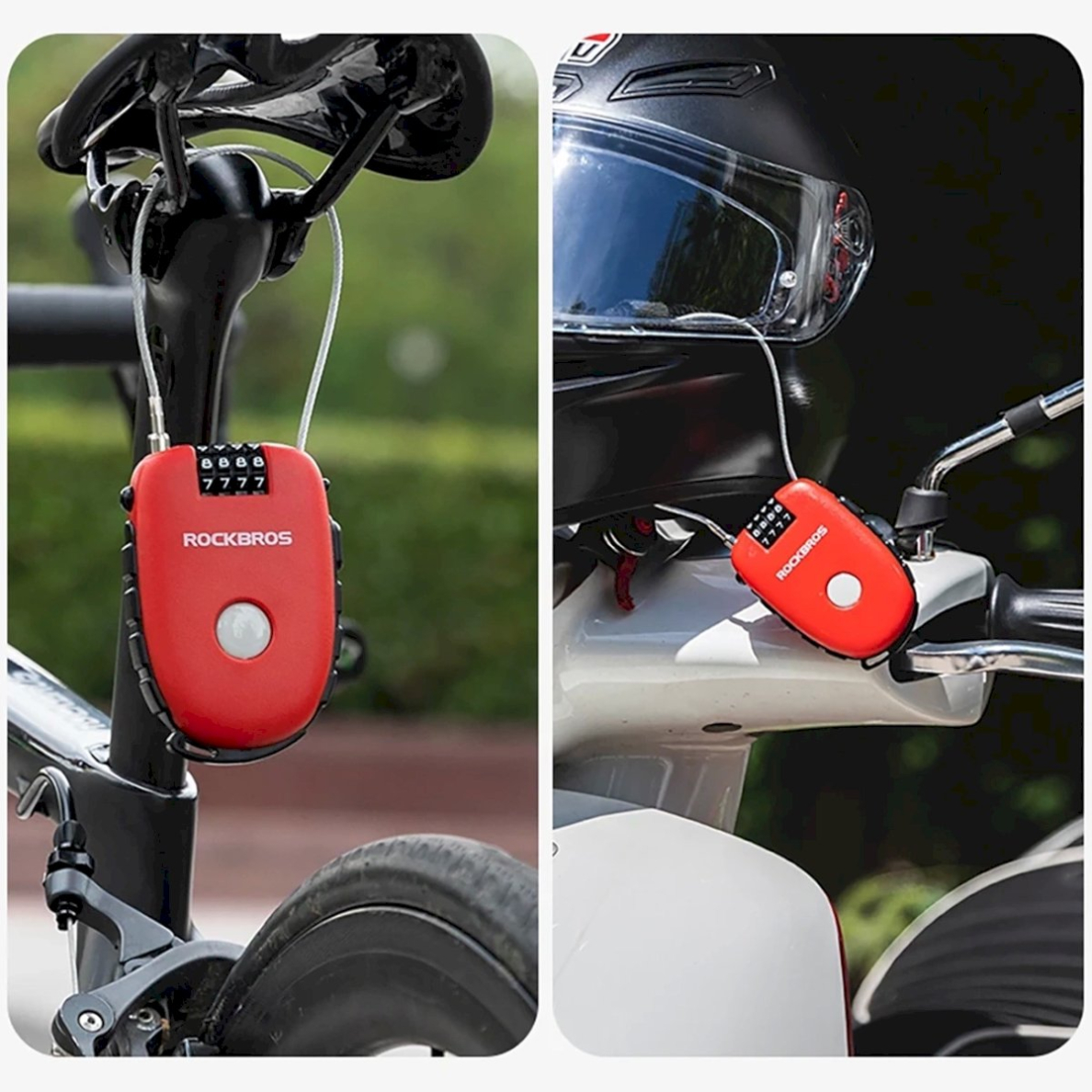 Rockbros 32420981001 Dviračio užraktas su ištraukiamu kabeliu – raudonas 12 Rockbros 32420981001 Dviračio užraktas su ištraukiamu kabeliu – raudonas 12