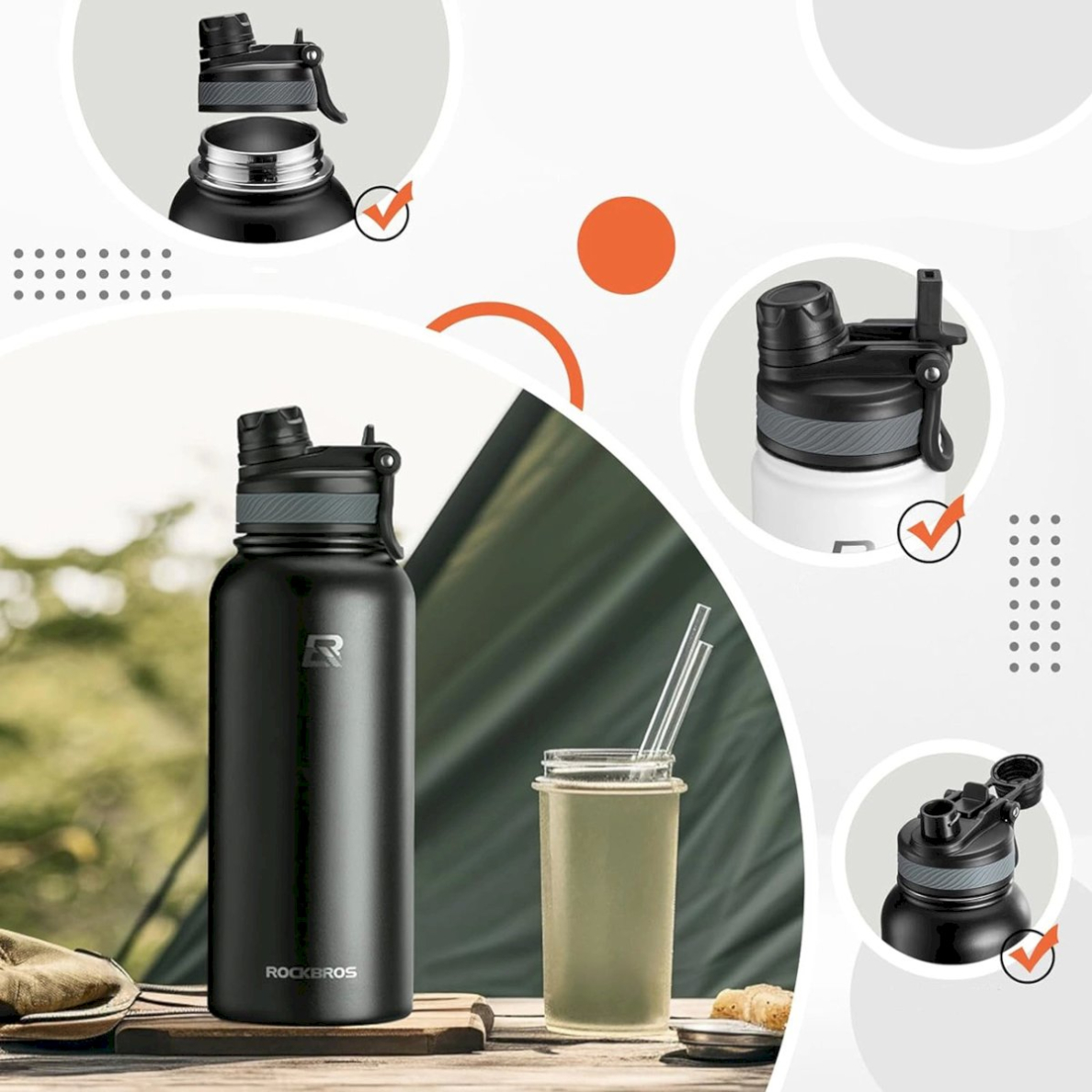 Termogertuvė Rockbros 35210029001 dviračiui, 530 ml – juoda 4