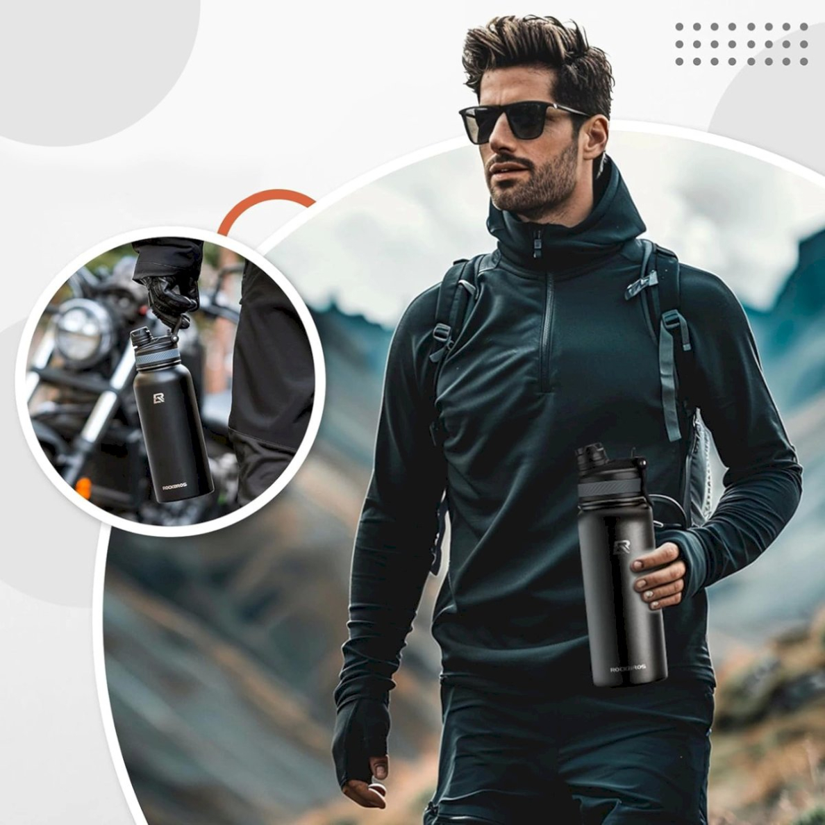 Termogertuvė Rockbros 35210029002 dviračiui, 620 ml – juoda 2