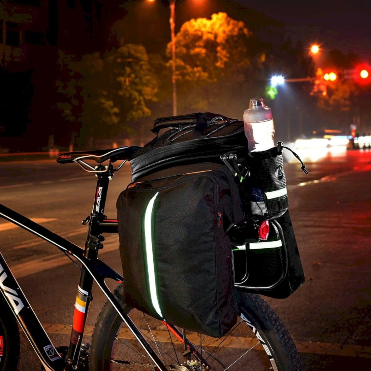 Dviračio krepšys Rockbros A6-6 ant bagažinės, 35 l, su išskleidžiamomis kišenėmis – juodas 6
