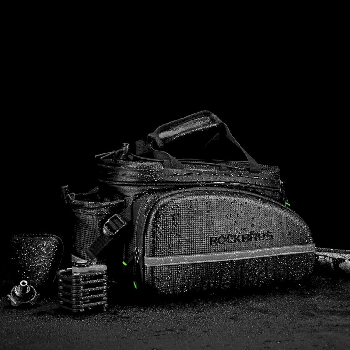 Dviračio krepšys Rockbros A6-6 ant bagažinės, 35 l, su išskleidžiamomis kišenėmis – juodas 7