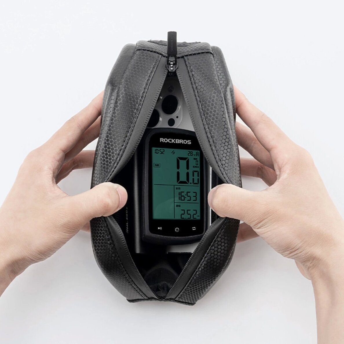 Dviračio rėmo krepšys Rockbros kietas, viršutinei vamzdžio daliai, 1.4 l – juodas 4