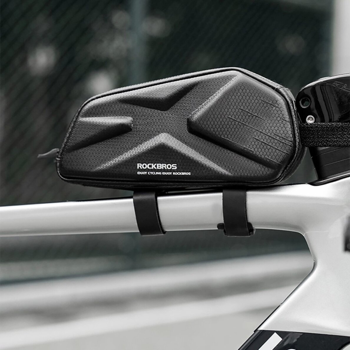 Dviračio rėmo krepšys Rockbros kietas, viršutinei vamzdžio daliai, 1.4 l – juodas 6