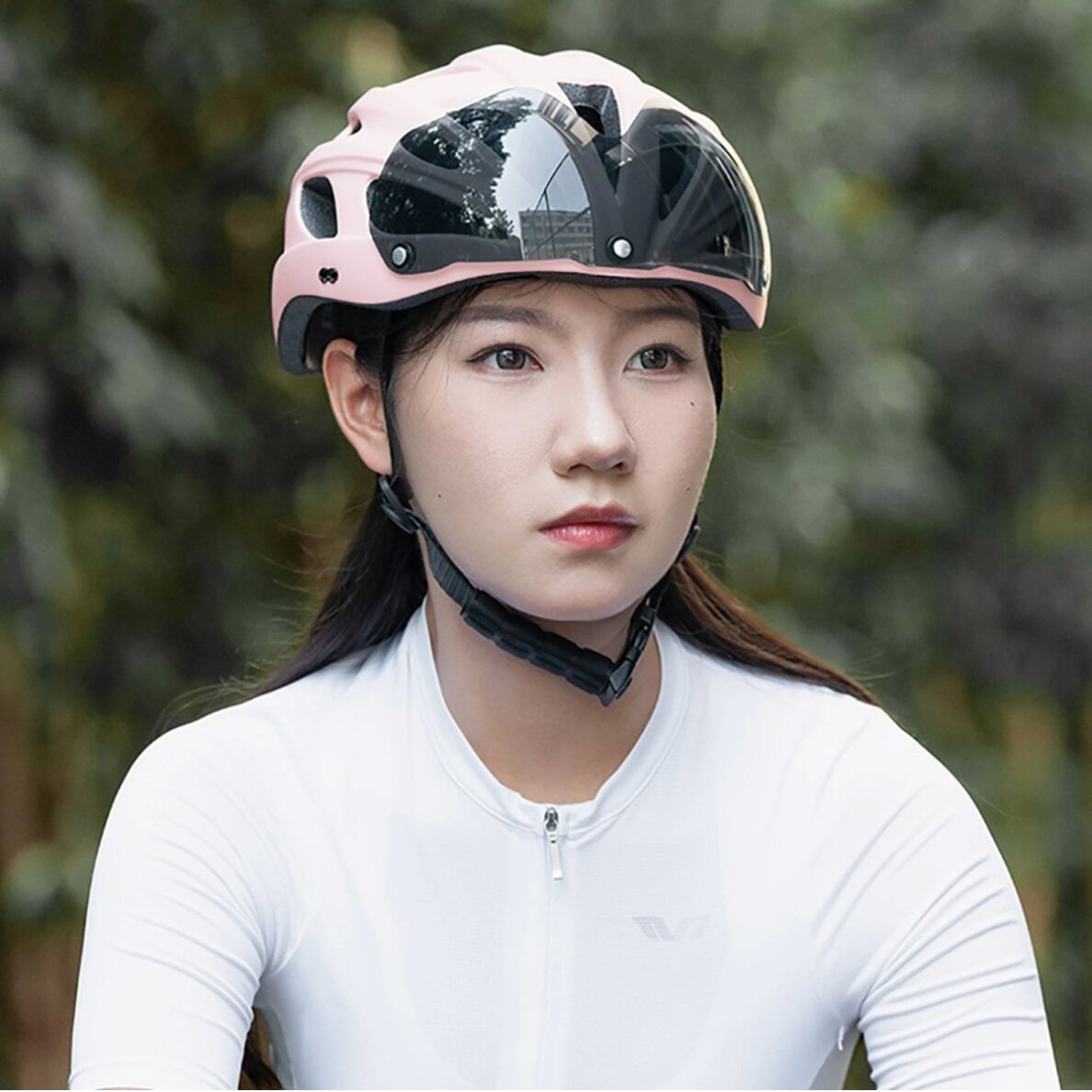 Dviračio šalmas Rockbros su skydeliu, nuimamais UV akiniais, unisex – rožinis 5 Dviračio šalmas Rockbros su skydeliu, nuimamais UV akiniais, unisex – rožinis 5