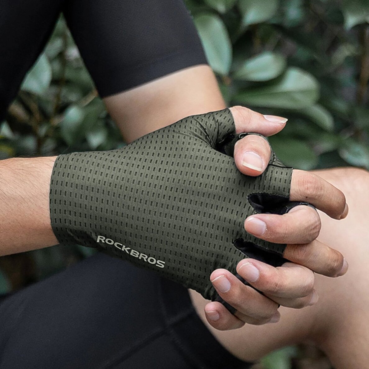 Dviračio pirštinės Rockbros kvėpuojančios, trumpos, dydis XL – žalios 2