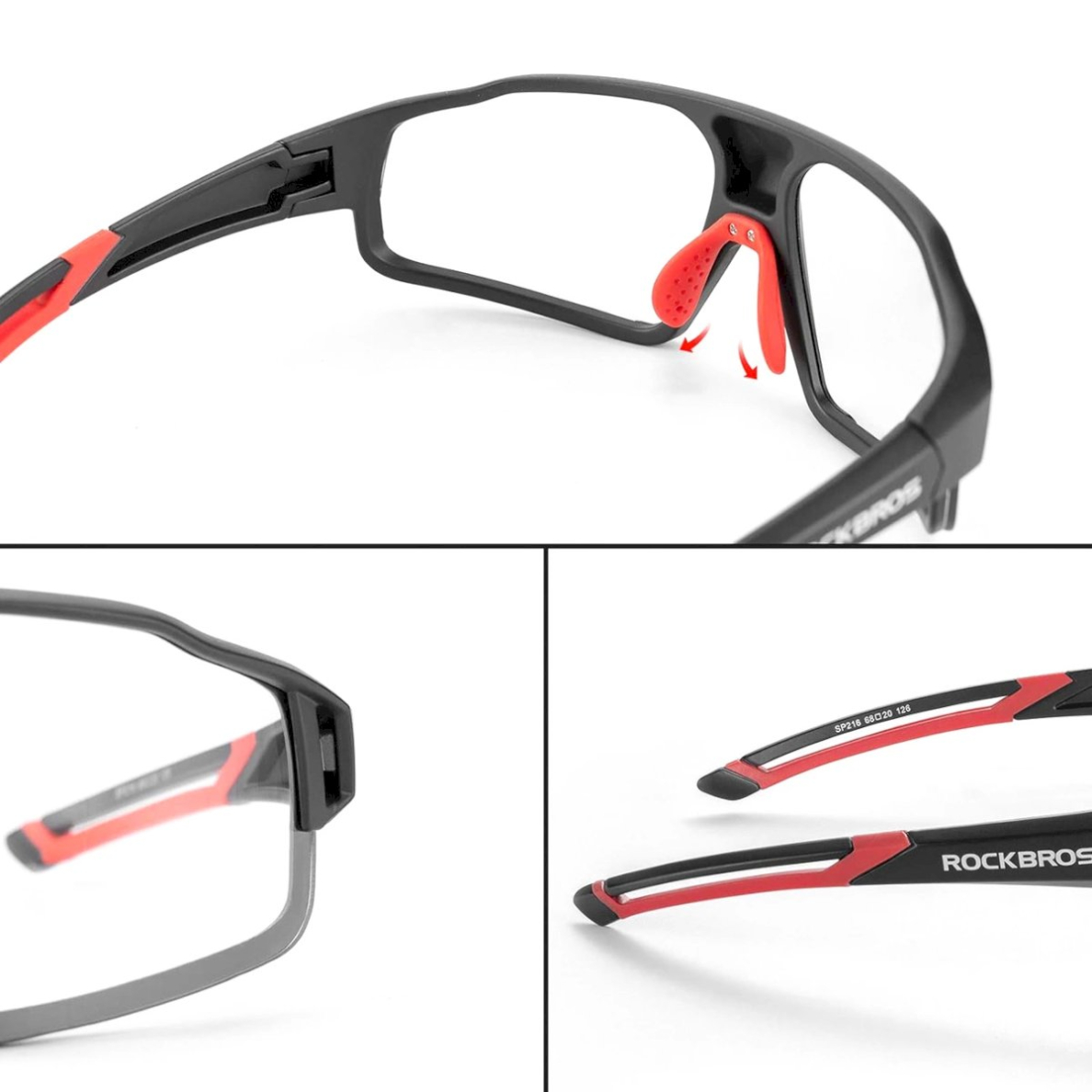 Rockbros SP216BK photochromic UV400 cycling glasses - Juodas red 4 Rockbros SP216BK photochromic UV400 cycling glasses - Juodas red 4