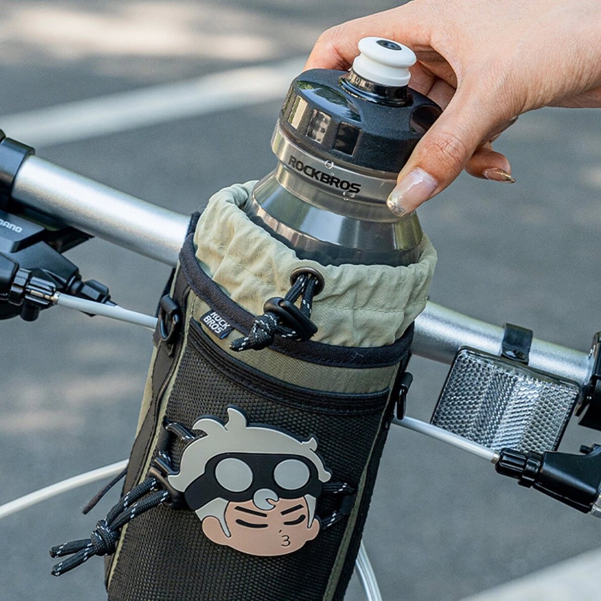 Gertuvės krepšys Rockbros Travel Bottle su peties dirželiu 1 l – žalias 6